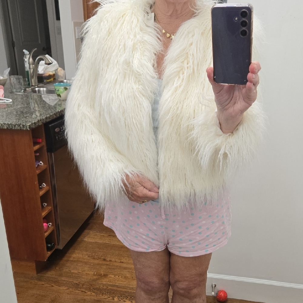 Braciano Ivory Teddy Jacket Mongolin Faux Fur